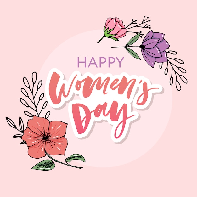 Vector happy women's day postcard.