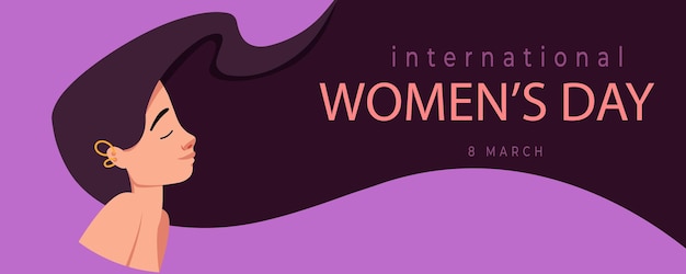 Happy Women's Day Vector Banner 8 maart Illustratie horizontale formaat poster