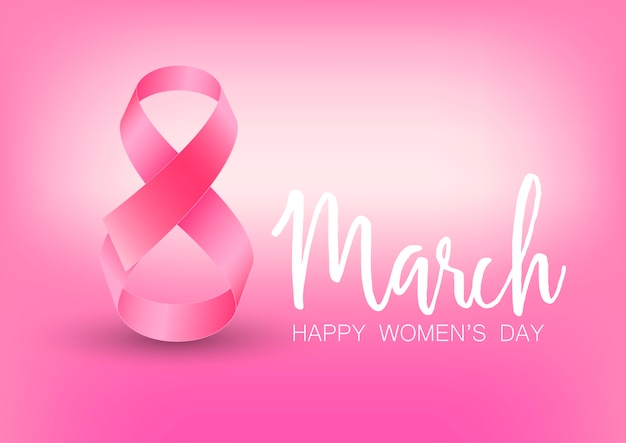 Happy women's day wenskaart met roze lint