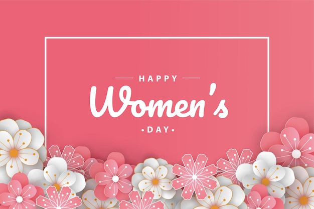 Happy women's day wenskaart papier gesneden met bewerkbare tekst.