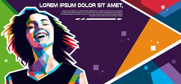 행복한 여성 wpap 팝 아트 스타일