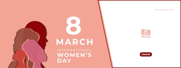 Vettore happy women's day: il design del banner della donna, la silhouette della donna, l'illustrazione