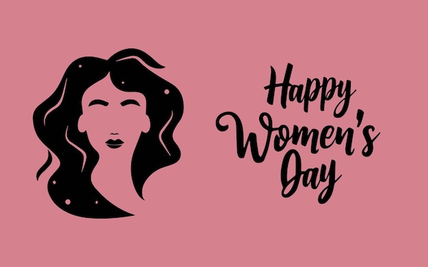 Happy Womens Day beautiful woman greeting card Vector illustration