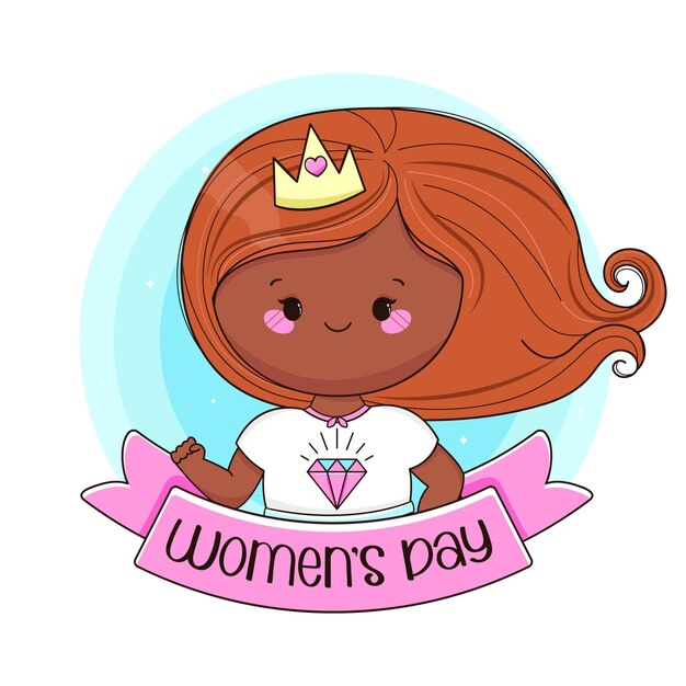 Happy womens day Cutepower girl princess Illustration Vector