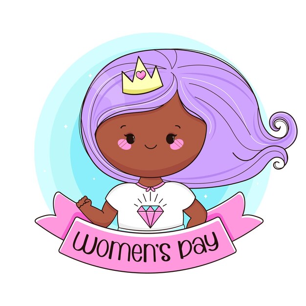 Happy womens day Cutepower girl princess Illustration Vector