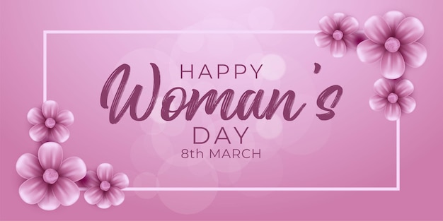 Счастливый женский день цветочная открытка с цветочным дизайном на розовом фоне