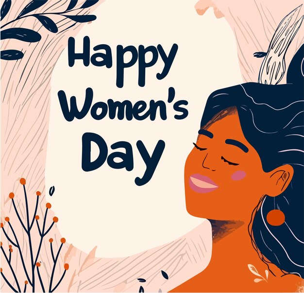 Happy Womens day greeting background party flyer or poster vector illustration flat color style
