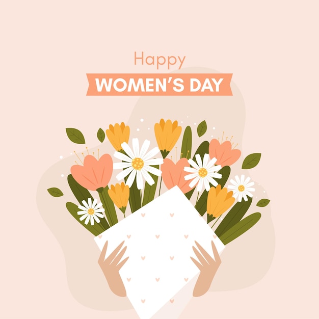 Счастливый женский день поздравительных открыток букет весенних цветов