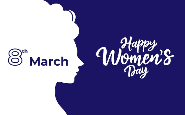 Happy womens day greeting card design with women face