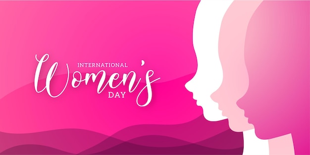 Happy womens day saluti viola bianco sfondo colorato social media design banner