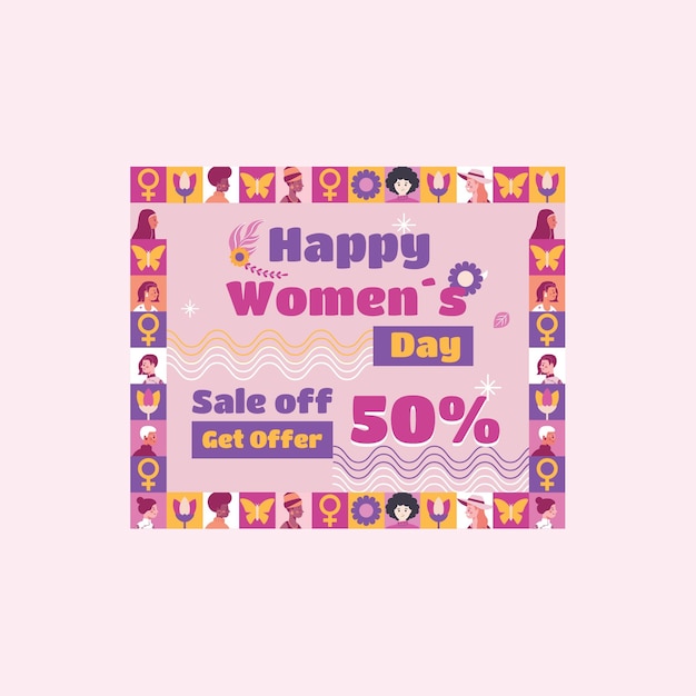 Vettore banner di vendita di happy womens day