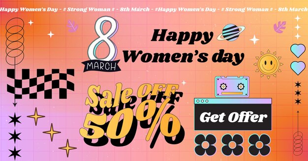 Vettore banner di vendita di happy womens day