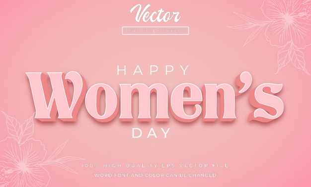 Happy womens day text effect 3d style on pink color theme