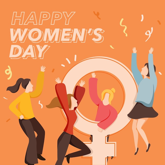 Happy Womens Day Vrouwen vieren vrouwendag vectorillustratie