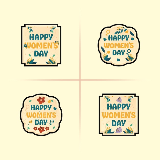 Vector happy womens days badges logo design icon flat design stickers element vector