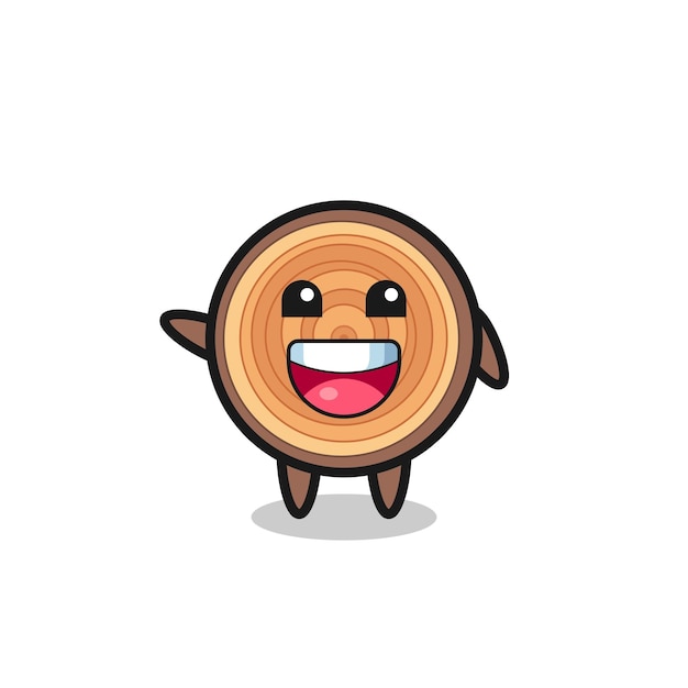 Happy wood grain cute mascot character