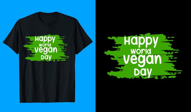 Вектор Дизайн футболки happy word vegan day