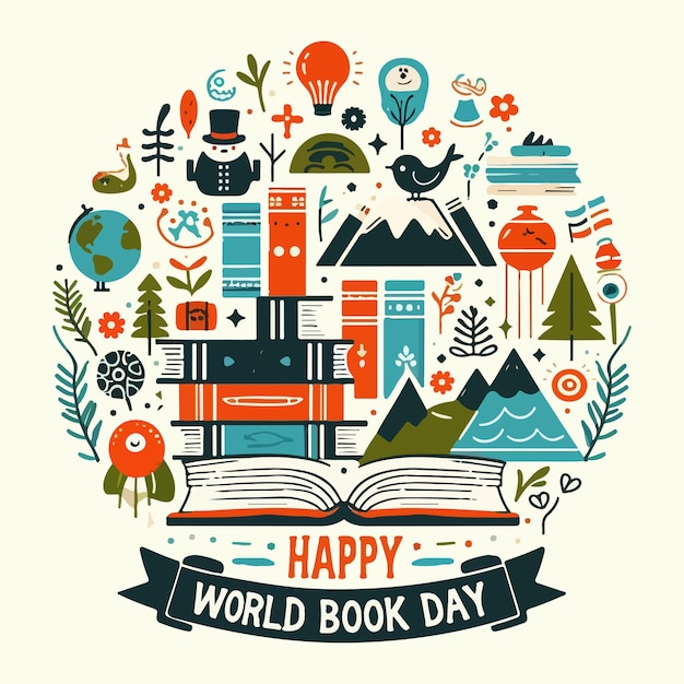 Happy World Book Day Vector