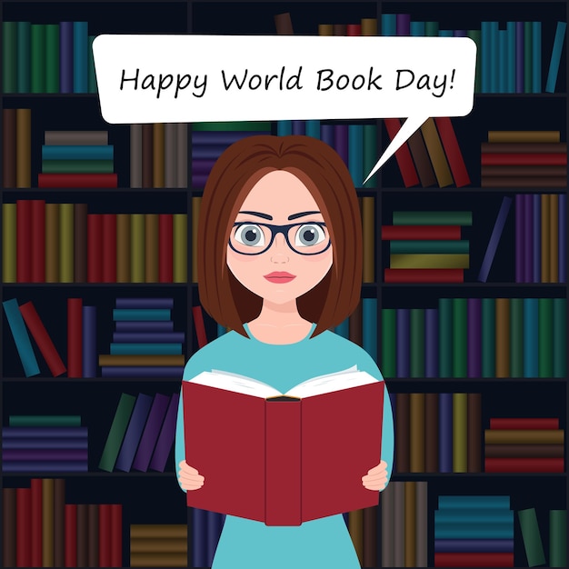 Happy world book day vector