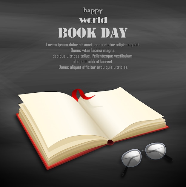 Счастливый мир книжный день с пустой книгой