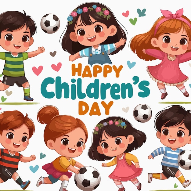 Happy world childrens day background vector illustration concept with happy playful kids