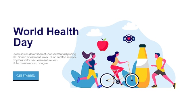 Happy world health day flat design illustration