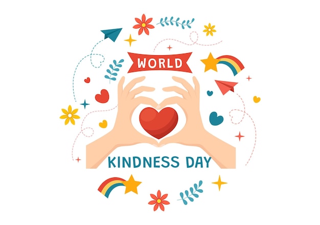 Felice illustrazione della giornata mondiale della gentilezza il 13 novembre con la terra e l'amore per l'assistenza caritativa