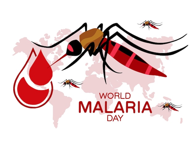 벡터 행복한 세계 말라리아의 날 일러스트 포스터
