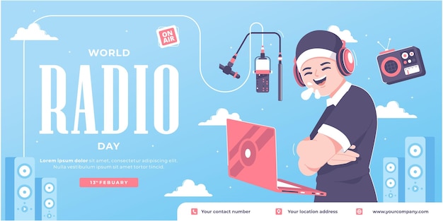 happy world radio day illustration background