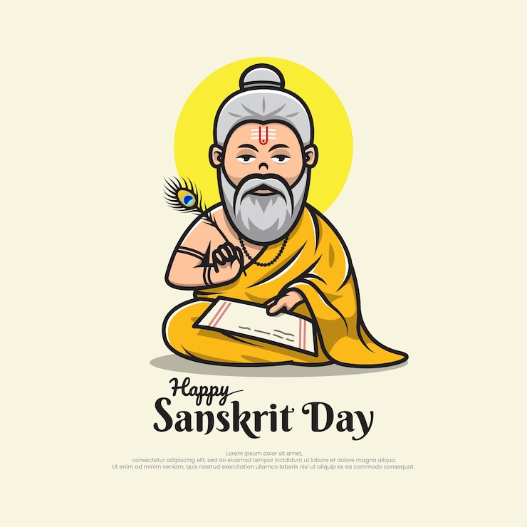Vector happy world sanskrit day vector template