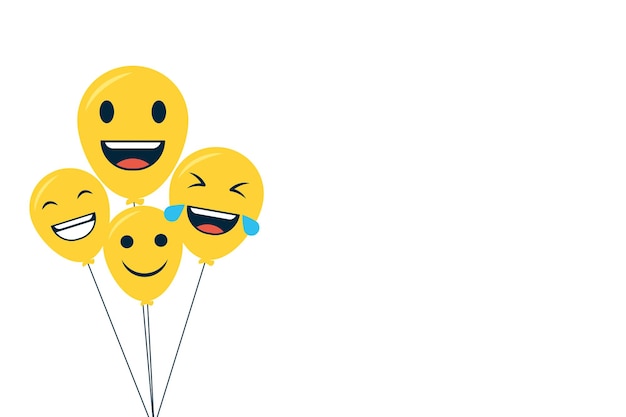 Vettore buona giornata mondiale del sorriso sfondio con composizione di emoji di palloncino