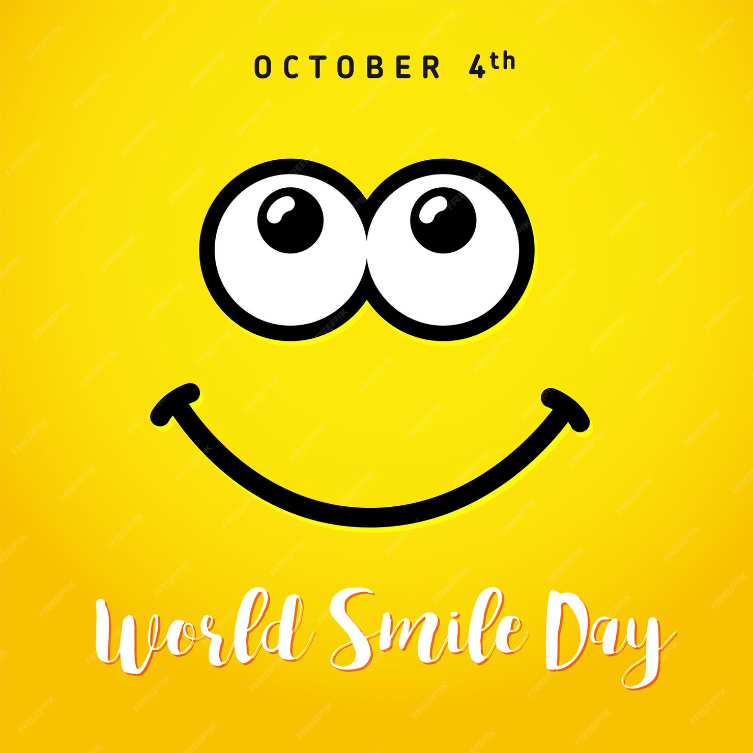 Premium Vector Happy world smile day greeting icon or banner. square yellow face, poster.