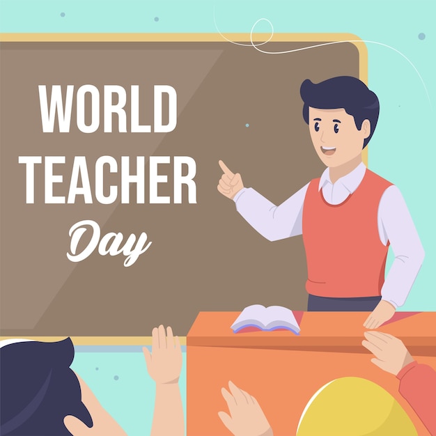 幸せな世界教師の日。先生の笑顔