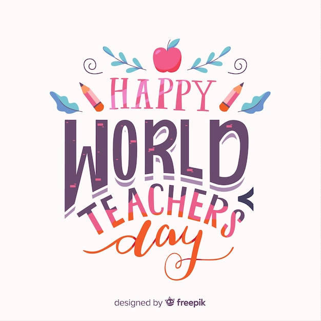 Happy world teacher's day background with lettering