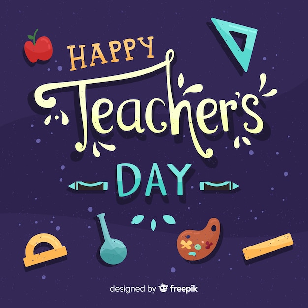 Happy world teacher's day background with lettering