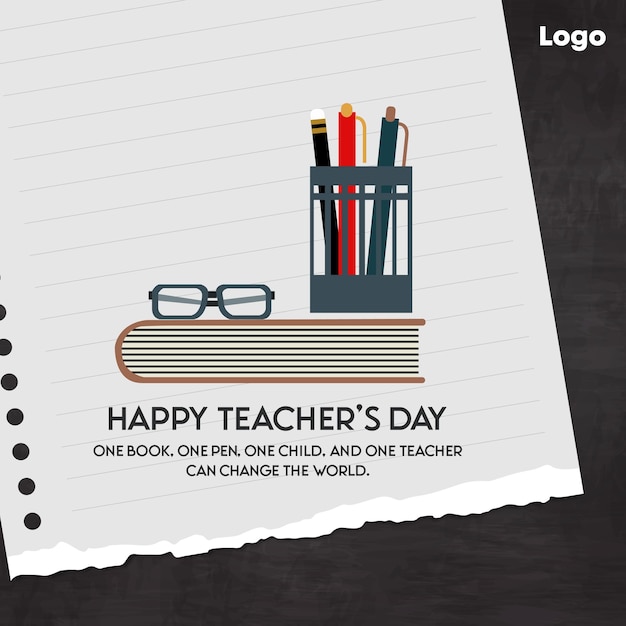 Happy World Teachers Day social media post template illustration
