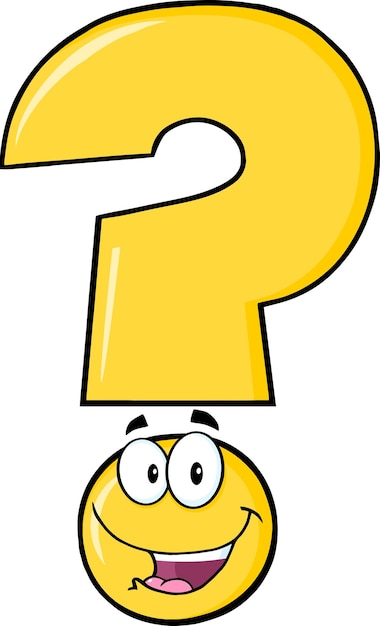 Vector happy yellow question mark cartoon character