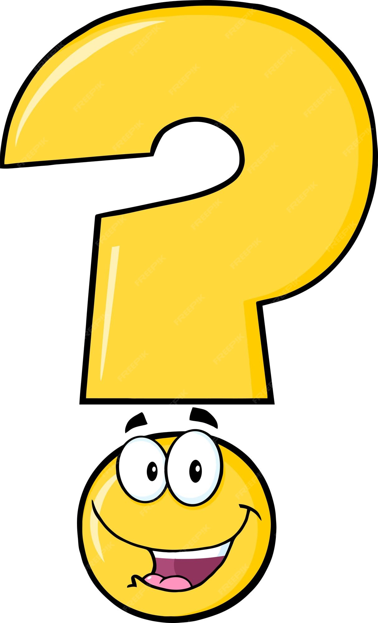 Premium Vector  Cute funny think emoji smile face with question