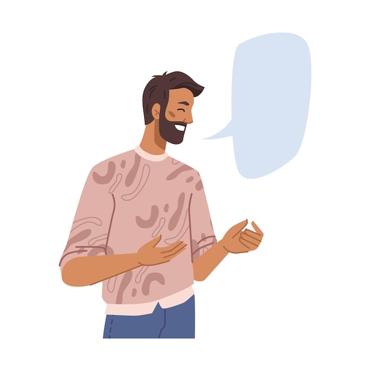 Vector happy young smiling man empty discussion message