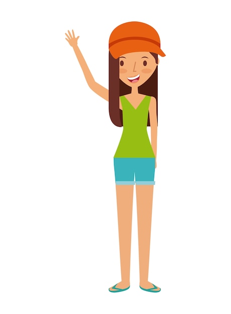 happy young woman cartoon icon 