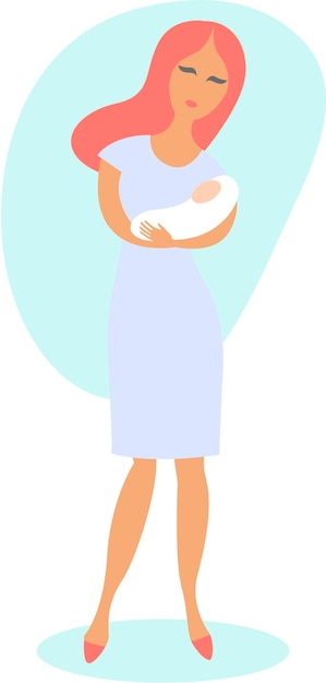 Happy young woman holding newborn baby