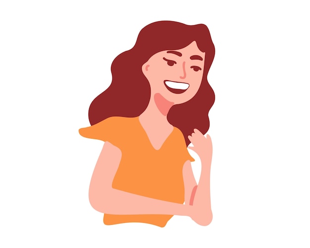 Happy young woman laughing vector illustration