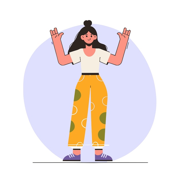 happy young woman posing flat illustration