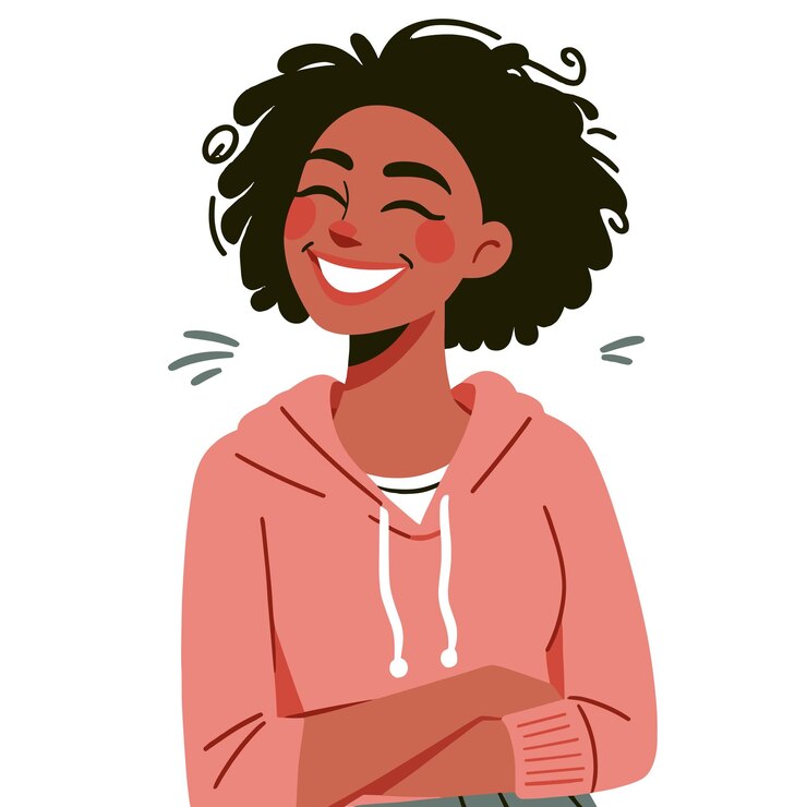 Vector happy young woman posing flat illustration