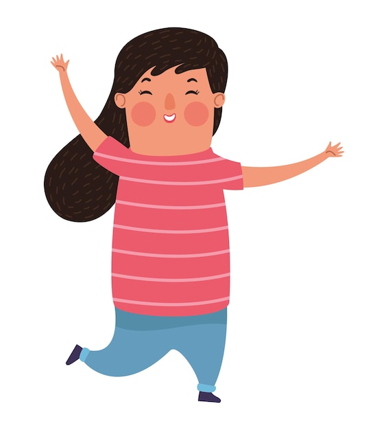 happy young woman saludating character