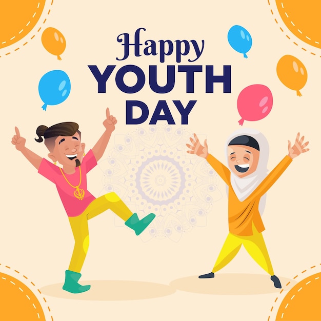 Happy youth day banner design template