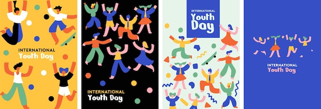 Happy youth day collection set Book cover background vector illustration