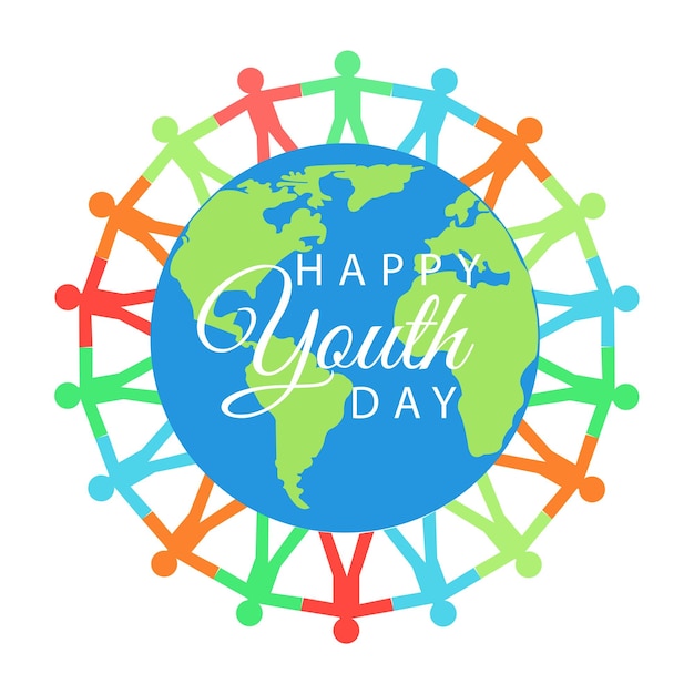 Happy Youth Day  Earth Couple Alone Vector Illustration International Youth Day Stock