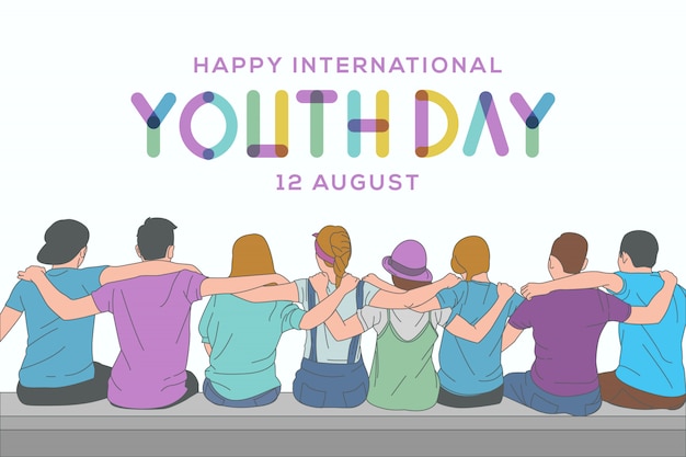 Happy youth day открытка с иллюстрацией