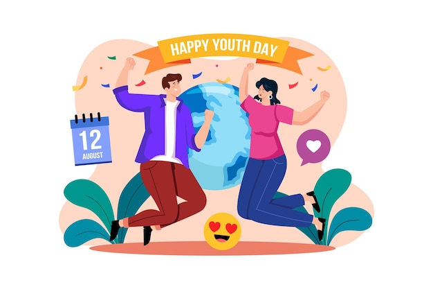 Happy youth day illustration concept